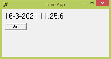 Приложение времени - шаг 11 - кнопка start/stop - приложение в действии - обновление времени остановлено