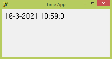 Приложение времени - шаг 9 - Теперь дата в вашем приложении (после выполнения сборки и запуска exe) должна отображаться правильно.